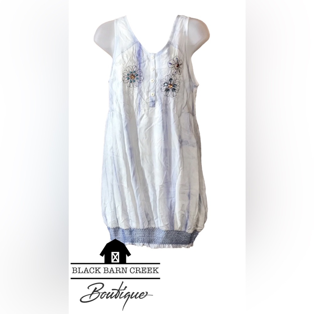 Unique Bohemian Style Tie Dye with Beaded Floral Design Tunic